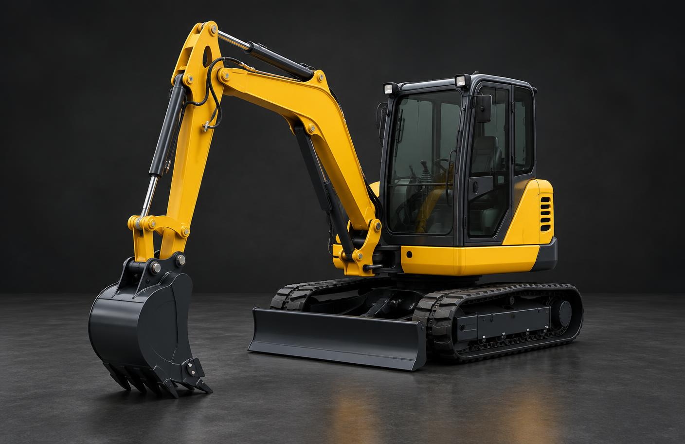 Compact excavator ready for hire